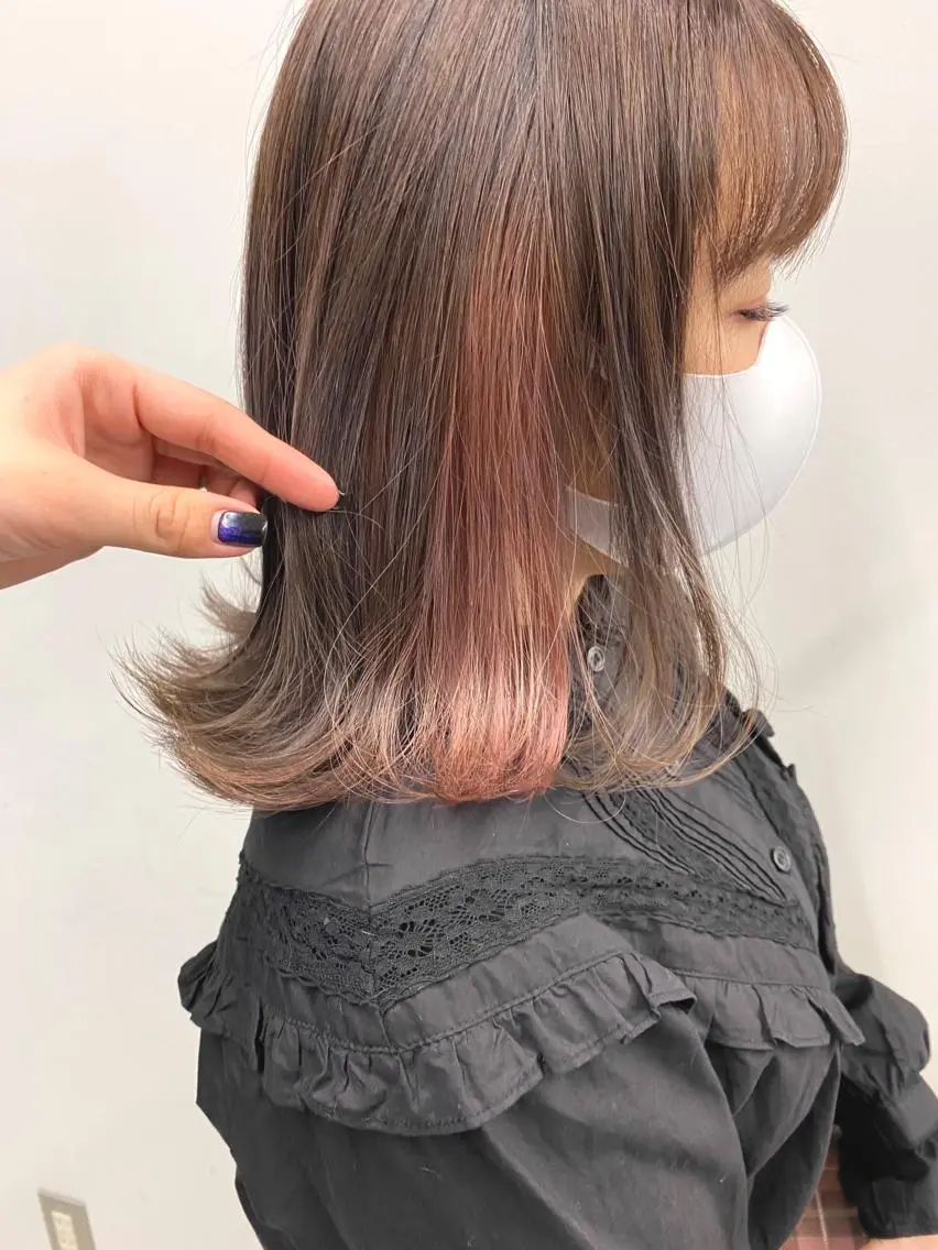 ミディアム カラー ピンクカラー 韓国風ヘア Unami MIHA☘️*゜のヘアスタイル