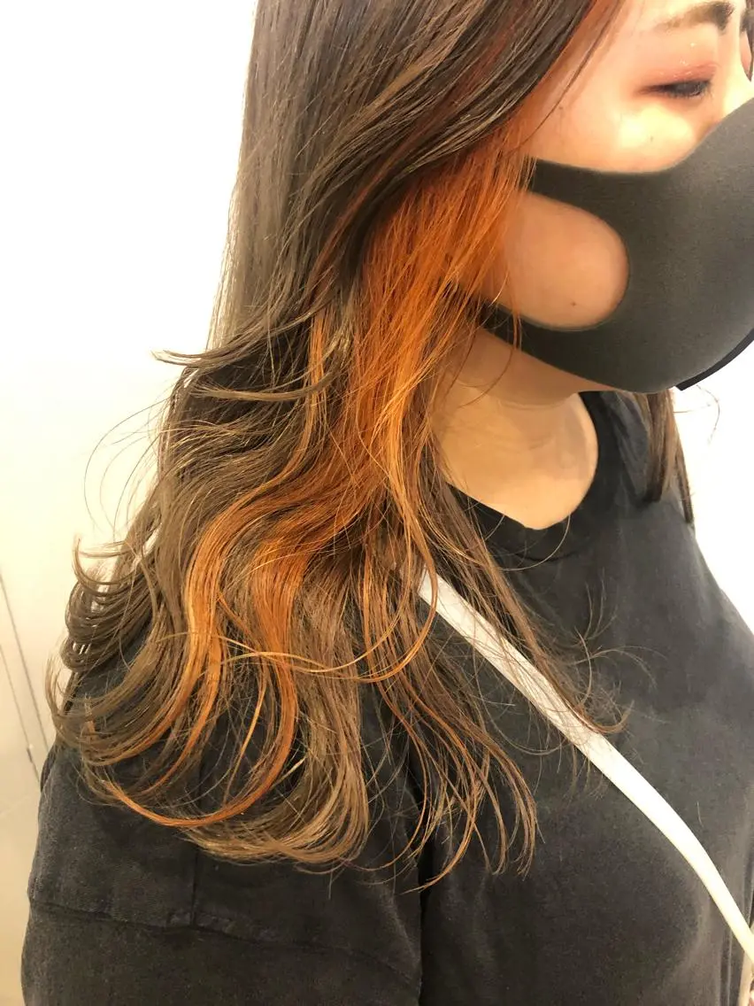カラー オレンジ 大迫 江梨のヘアスタイル