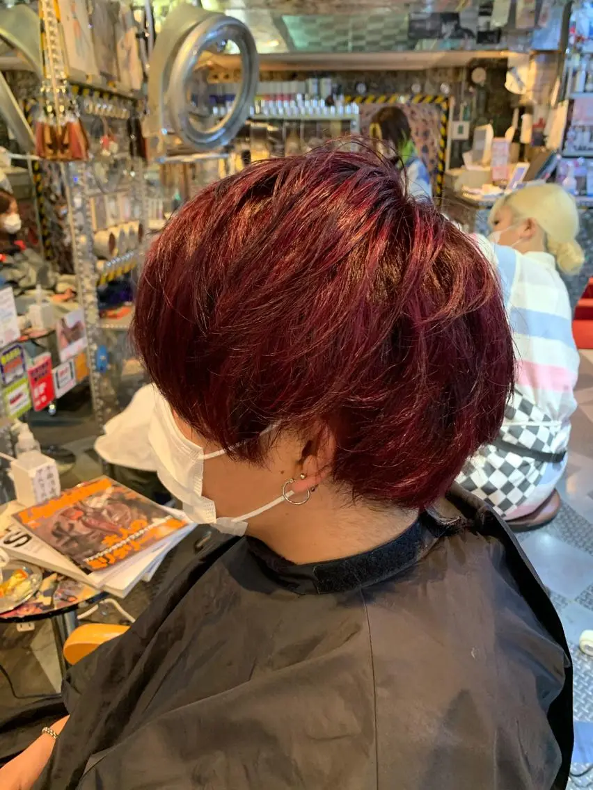 ショート カラー メンズ レッドカラー 🌈派手髪エクステ ブレイズ🌈ひろとのヘアスタイル