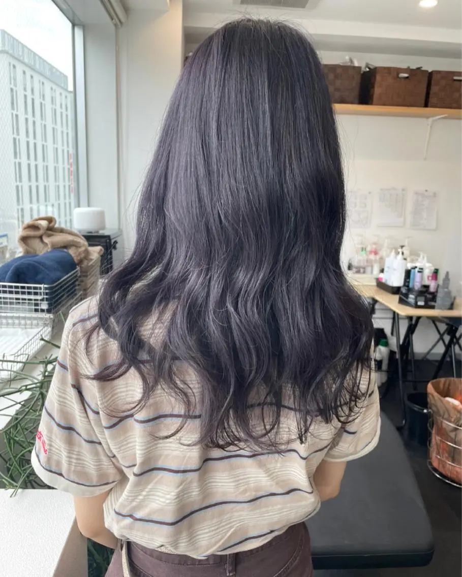 ロング カラー グレージュ ラベンダーカラー ラベンダーグレージュ ラベンダーグレー RU RIのヘアスタイル