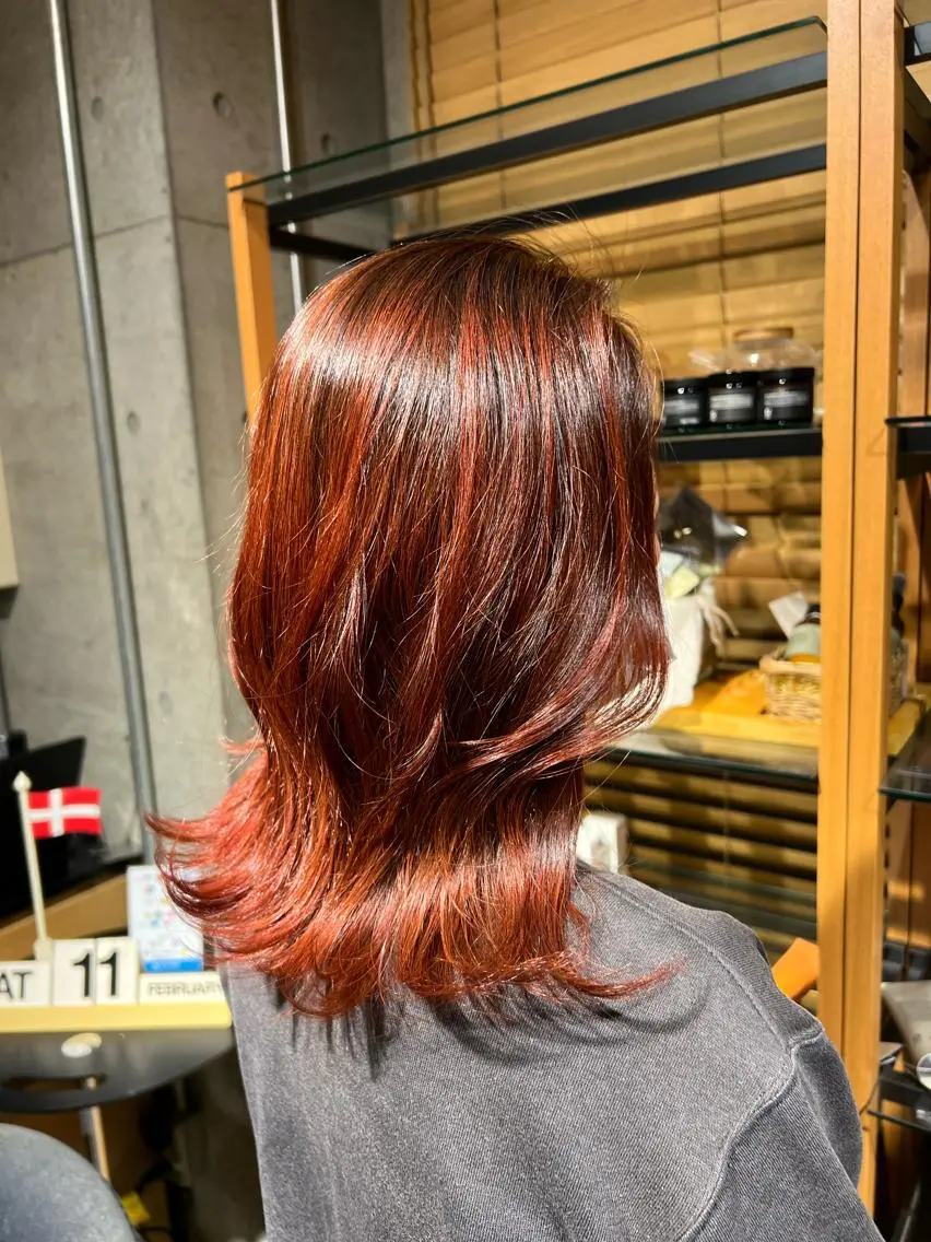 セミロング カラー ヘアアレンジ ピンクカラー 渡部 彩花のヘアスタイル