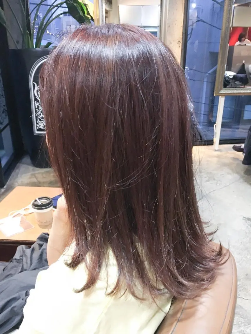 セミロング カラー ラベンダーカラー ピンクカラー ピンクラベンダー 北條 優輝のヘアスタイル