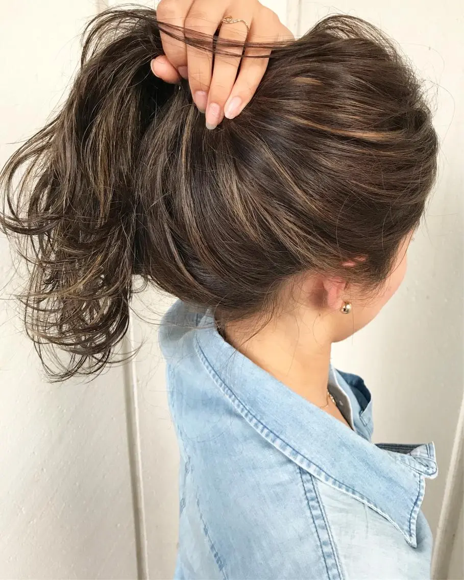 セミロング カラー ハイライトカラー ハイライト 若杉 諒のヘアスタイル