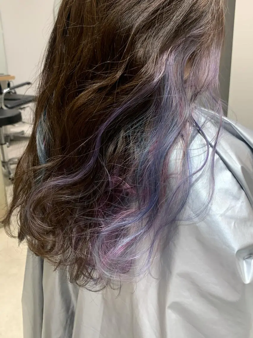 ロング カラー ユニコーンカラー 色落ちまでキレイに! !女性サロンのヘアスタイル