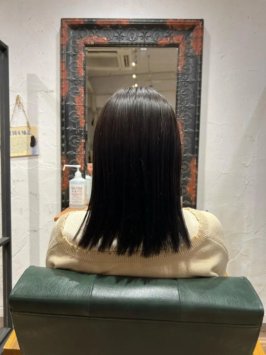 ミディアム 縮毛矯正 髪質改善/縮毛矯正/ 超高濃度水素ケアのヘアスタイル