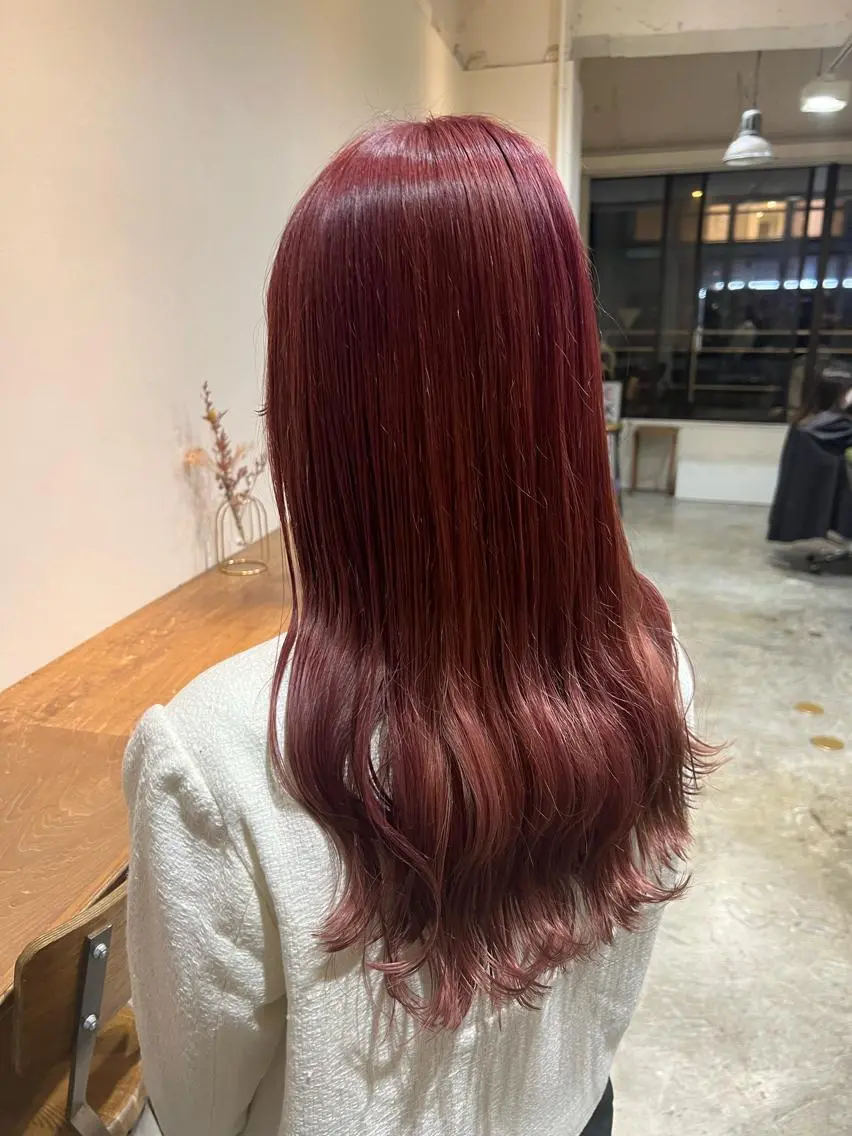 セミロング カラー ヘアアレンジ ピンクカラー ヘアカラー トリートメント ヘアセット 金子 廉のヘアスタイル