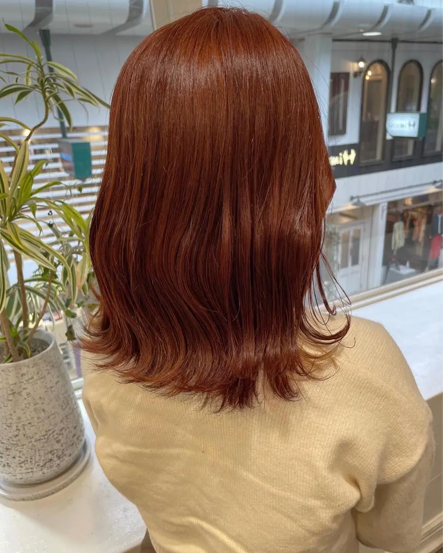 ミディアム カラー ブリーチ ダブルカラー ブリーチなしカラー オレンジ . AYUKAのヘアスタイル