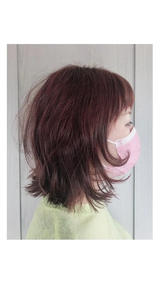 ミディアム レイヤーカット ウルフカット ウルフレイヤー カット ヘアカラー hair salon FAWN🦌のヘアスタイル