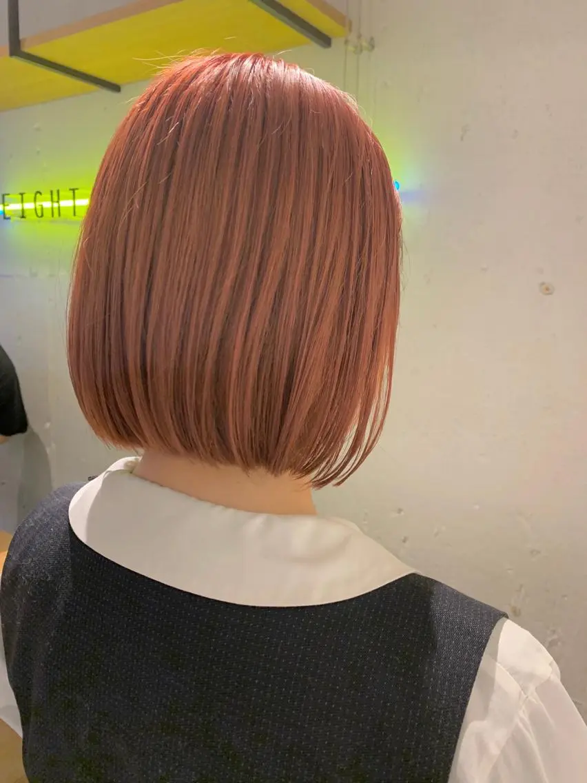 ショート カラー ベージュカラー ブリーチ ケアブリーチ イルミナカラー ピンクカラー シノザキ/薬院/ボブ /ショート/髪質改善のヘアスタイル
