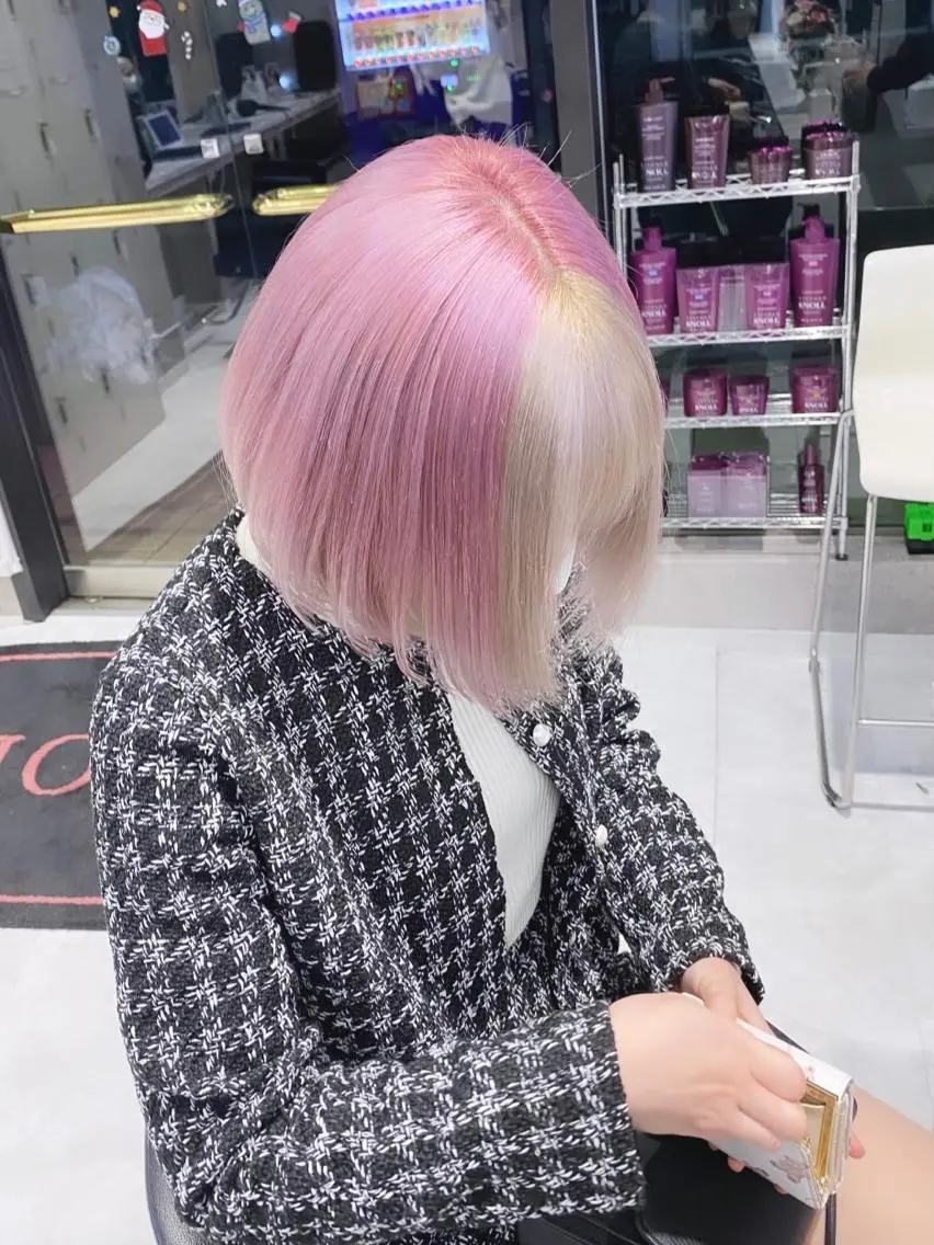 ミディアム カラー パーマ ヘアアレンジ メンズ キッズ ネイル マツエク・マツパ アイブロウ ピンクカラー カラーマツエク ピンク ハイトーンNo.1 👩🏼NaGiSaのヘアスタイル