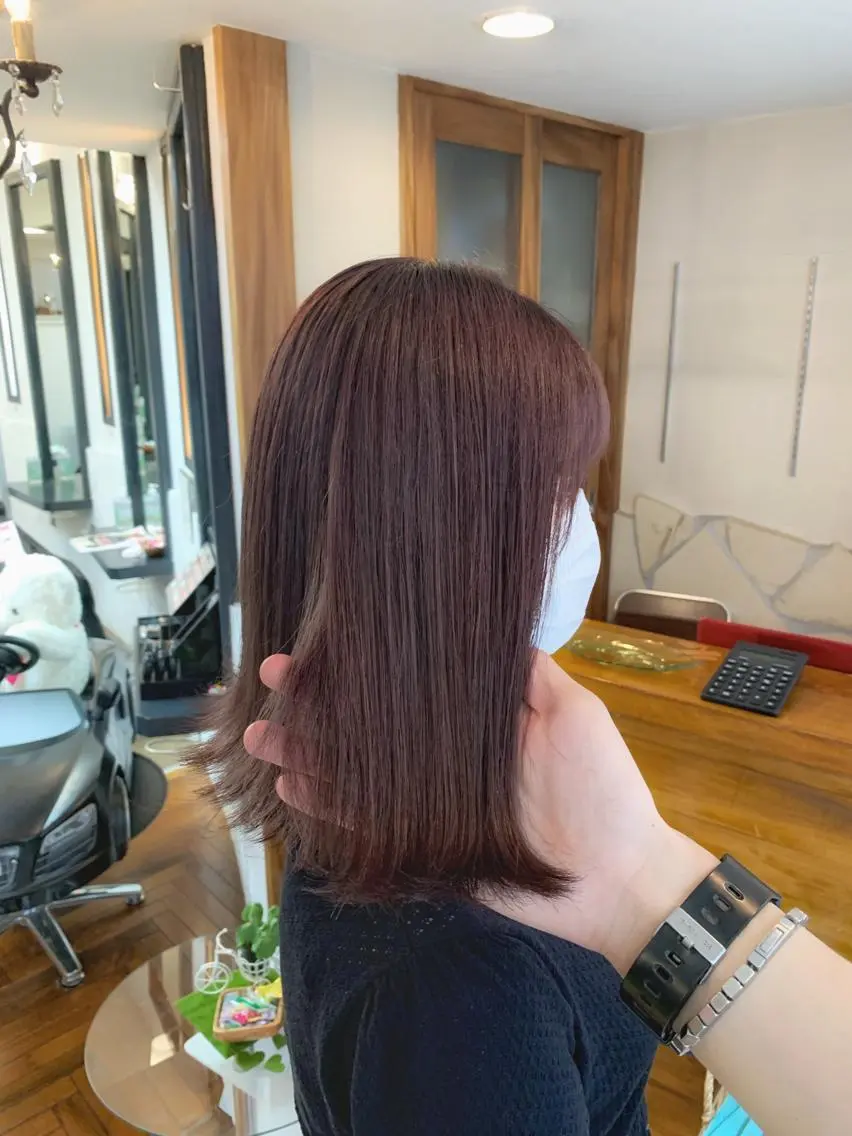 ミディアム カラー ブラウンカラー ピンクカラー ピンクブラウン 矢野 晃平のヘアスタイル