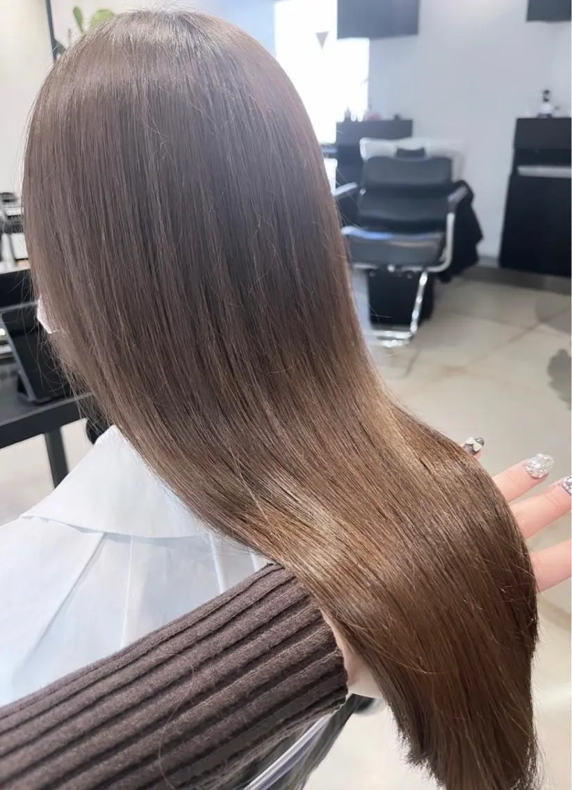 セミロング カラー パーマ ヘアアレンジ カット ヘアカラー トリートメント 透明感/オリーブ/ グレージュ/YUKAのヘアスタイル