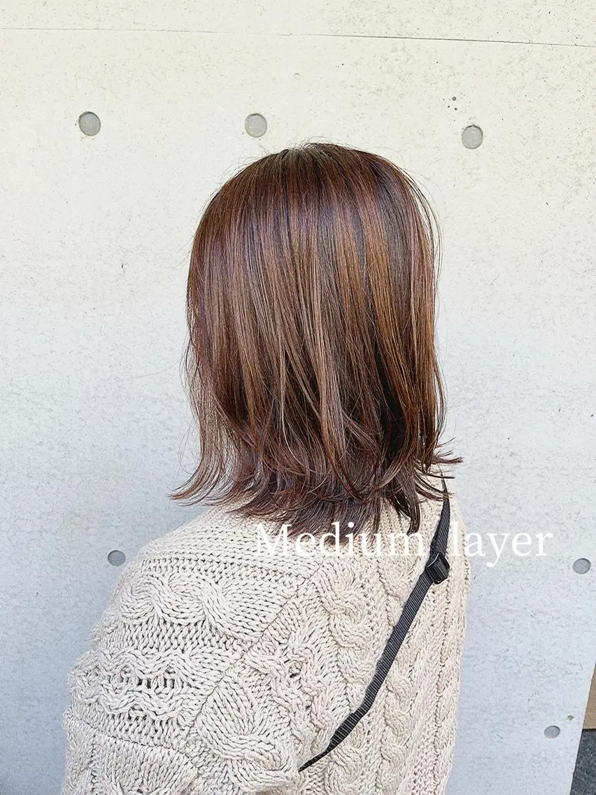 ミディアム カラー ミディアムレイヤー レイヤーカット ViaLa Hair 🌈すずきたくむ✂︎のヘアスタイル