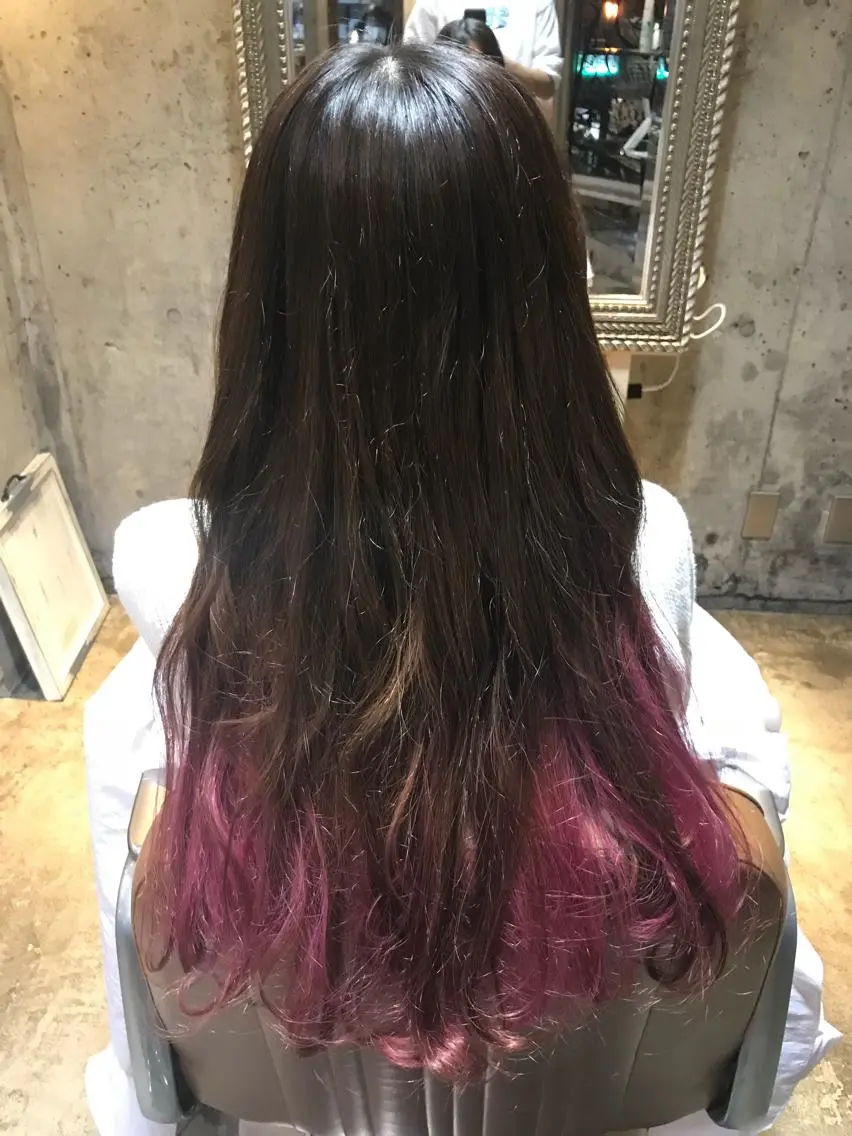ロング カラー パーマ ヘアアレンジ メンズ キッズ ネイル マツエク・マツパ ピンクカラー カラーマツエク ピンク サロンドミルク 渋谷高比良のヘアスタイル