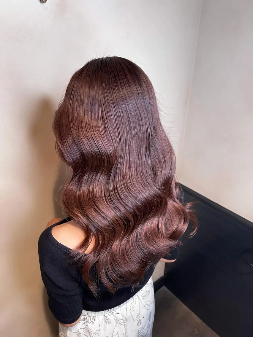 ロング カラー ブラウンカラー ピンクカラー パープルカラー パープルブラウン 泉 堅也のヘアスタイル