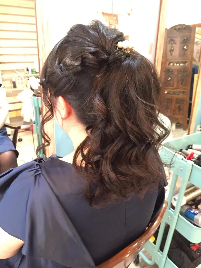 セミロング ヘアアレンジ 早朝✨ヘアセット 着付け/清水玲歌のヘアスタイル