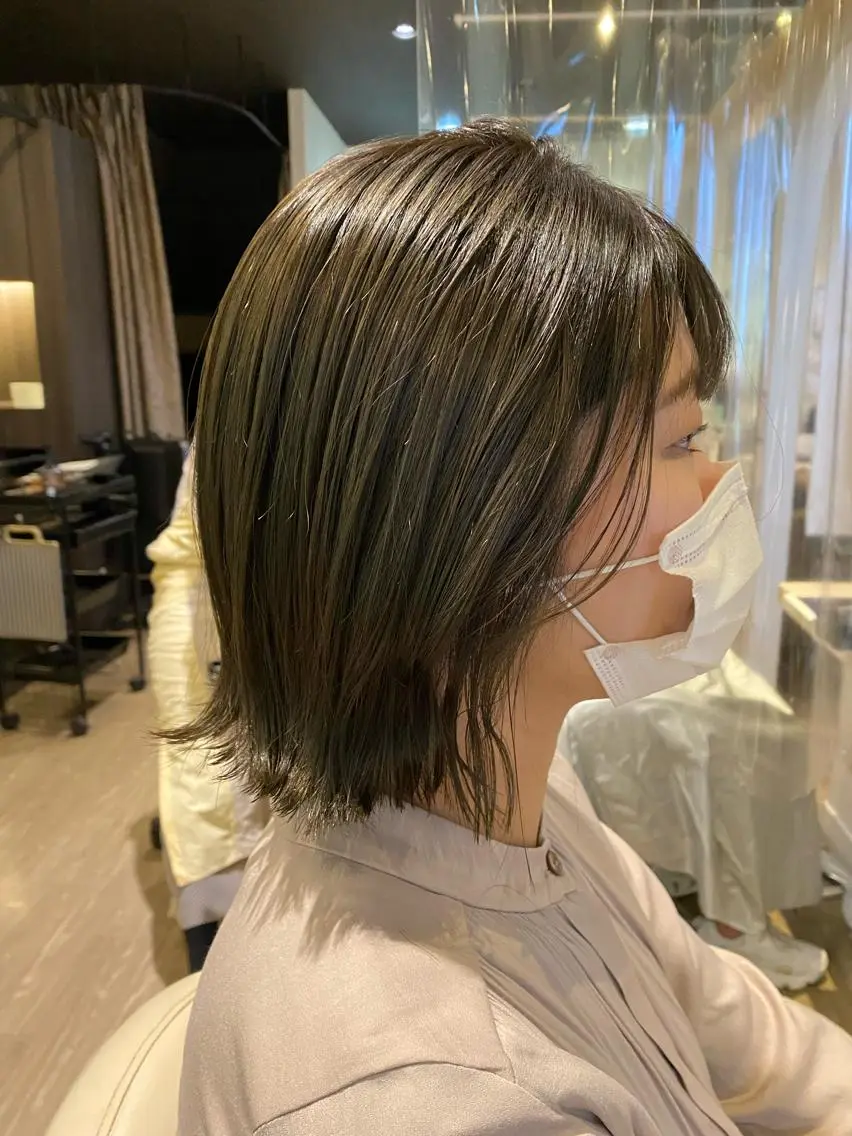 ミディアム 髪質改善/マツパ 垢抜け透明カラー衣笠のヘアスタイル