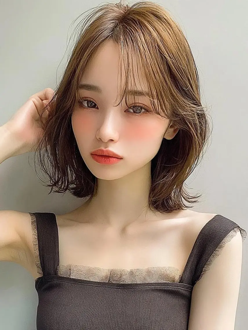 ミディアム デート レイヤーカット 似合わせカット カット ヘアカラー りきと🌈髪質改善/ 秋髪/艶カラーのヘアスタイル