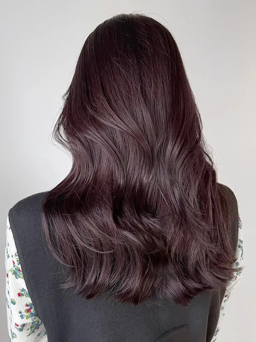 ロング カラー カシス グレージュ レイヤーカット カット ヘアカラー トリートメント ITbyALBUM 八王子店のヘアスタイル