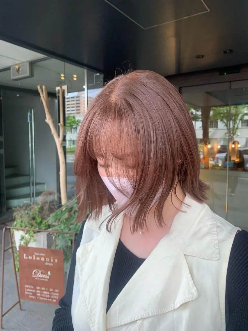 セミロング カラー ベージュカラー カット ヘアカラー ピンクカラー/ mana🎀のヘアスタイル