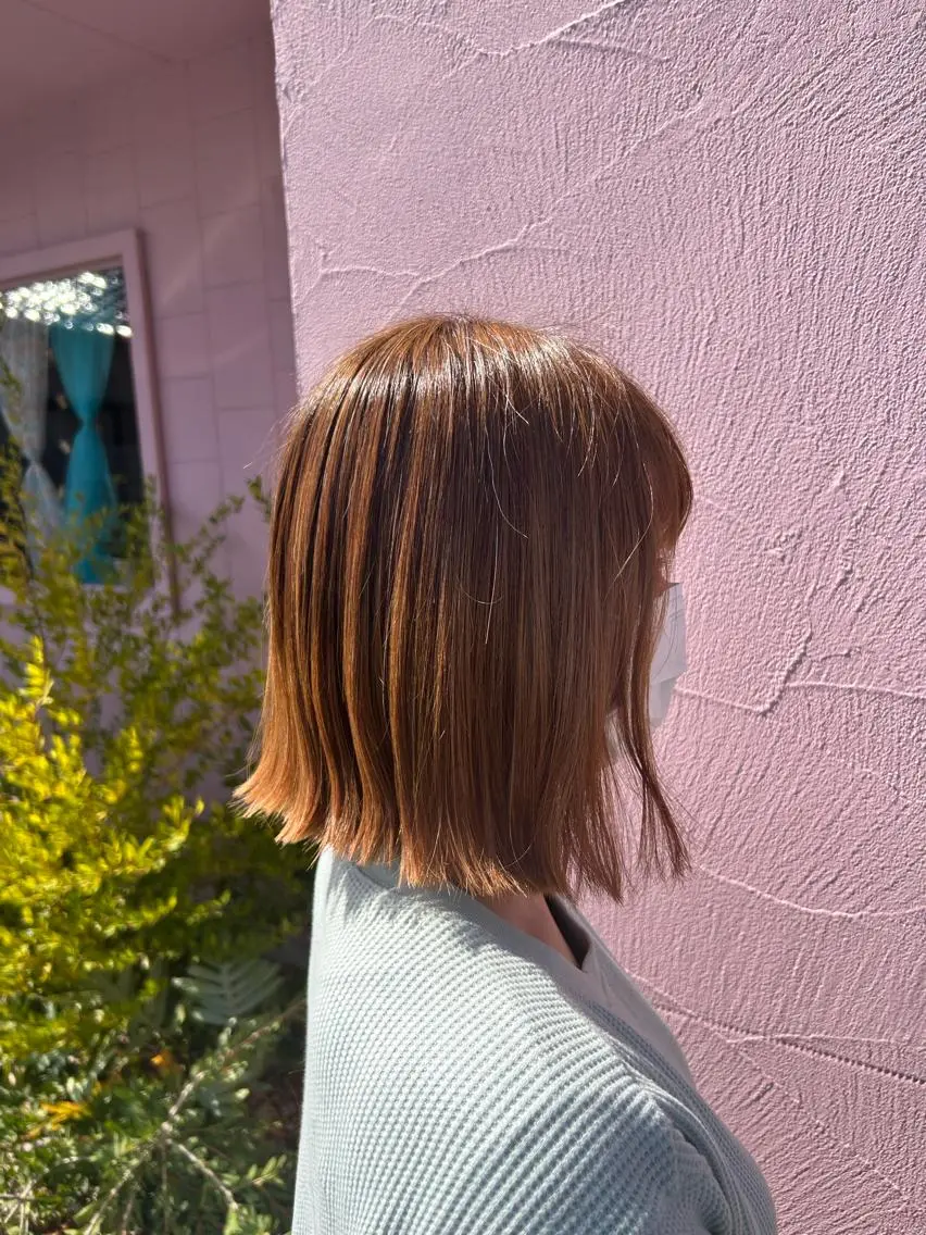 ミディアム カラー バレイヤージュ ブリーチ ケアブリーチ 透明感カラー デザインカラー カット ヘアカラー トリートメント レイヤー/ブリーチ/ 渋谷/ルル🌿のヘアスタイル