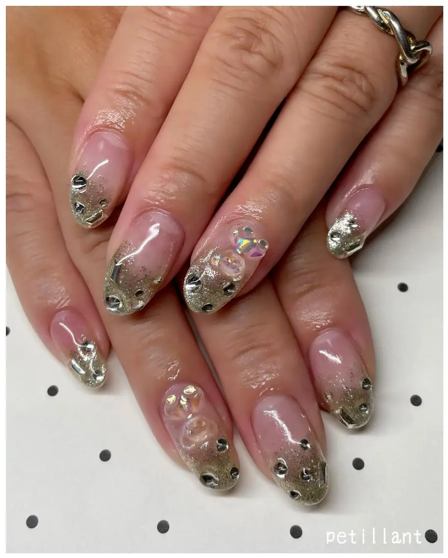 ネイル アートネイル オーロラネイル フットネイル キラキラネイル ラメ(グリッター) nail salon petillantのネイルデザイン