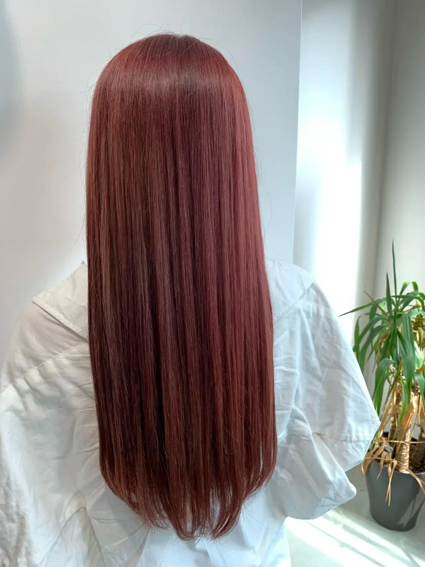 ロング カラー レッドカラー "小顔カット" Fuko.のヘアスタイル