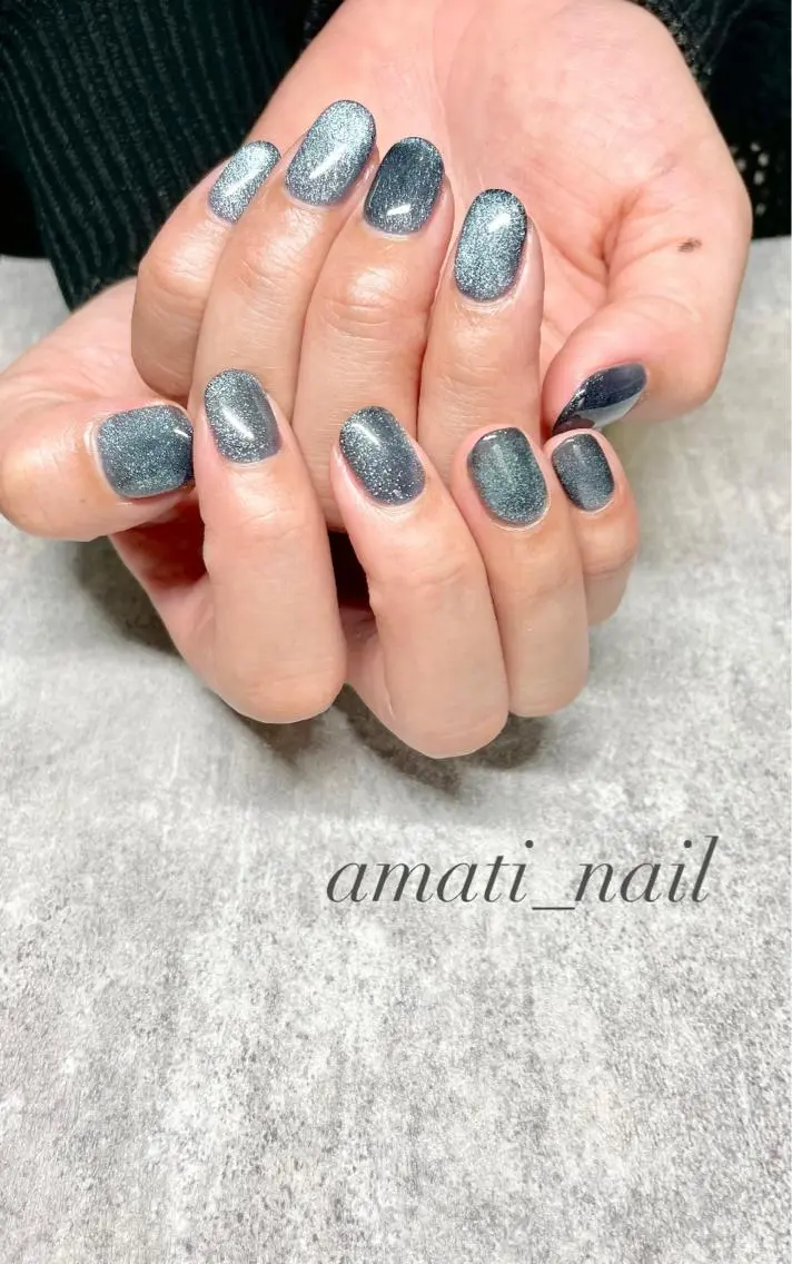 ネイル ブルー クリアネイル ジェルネイル マグネットネイル ミラーネイル ハンドネイル amati_nail TAKAKOのネイルデザイン