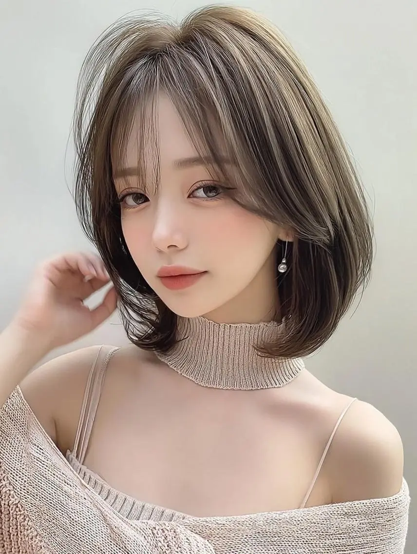 ミディアム カラー 透明感カラー レイヤーカット カット ヘアカラー レイヤーカット✨ 福井雄登のヘアスタイル