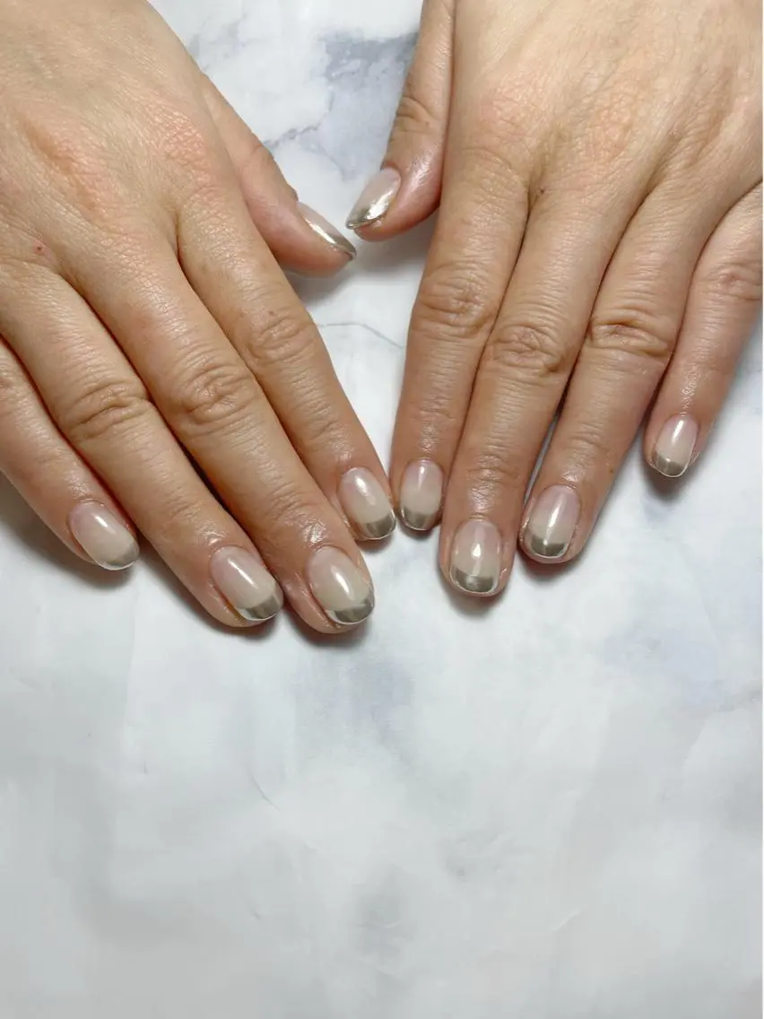 ネイル フレンチネイル グラデーション ミラーネイル ハンドネイル Shizuka Nail Salonのネイルデザイン