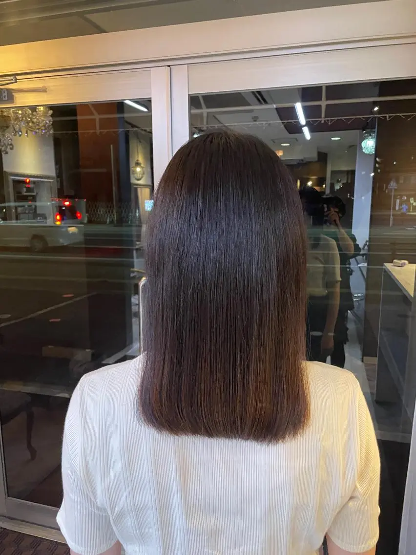 セミロング 縮毛矯正 安倍 辰哉のヘアスタイル