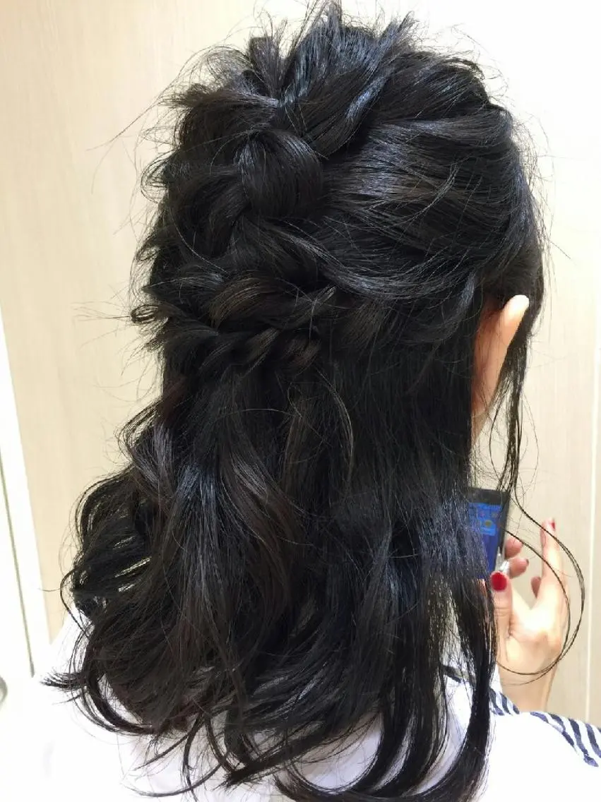 ミディアム ヘアアレンジ ハーフアップ 遠藤 拓馬のヘアスタイル