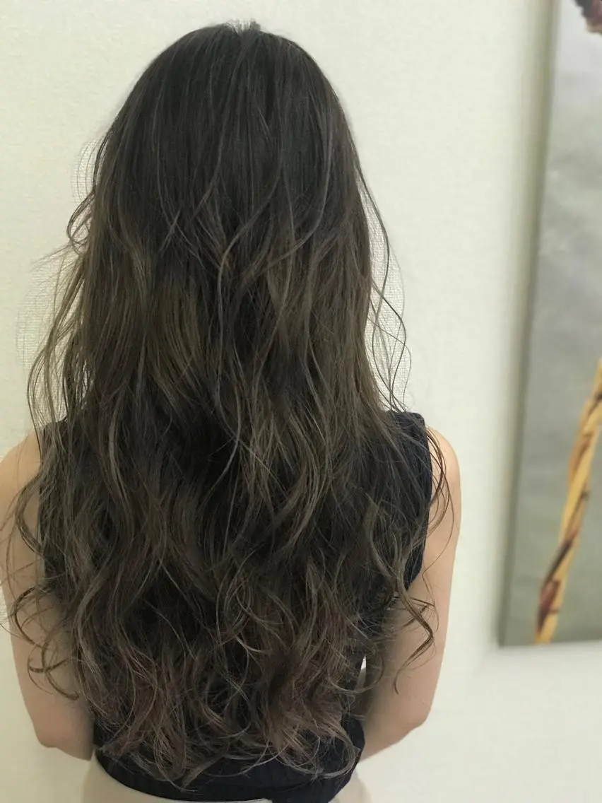 ロング カラー ヘアアレンジ 結婚式・ブライダル アッシュ バレイヤージュ ベージュカラー ブリーチ 溝部裕太Hair salon808代表のヘアスタイル