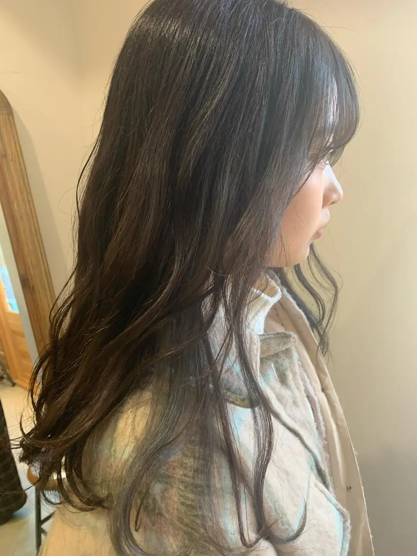 ロング カラー ベージュカラー オリーブベージュ 名駅🦢大人艶カラー 🪽カミヤアカネのヘアスタイル