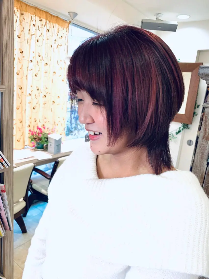 ミディアム ハイライト ウルフカット nishimura makotoのヘアスタイル
