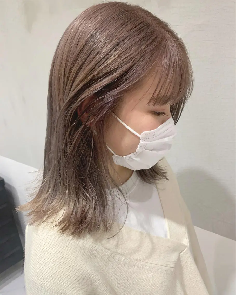 ミディアム カラー ラベンダーカラー minami🪷 暖色カラーのヘアスタイル