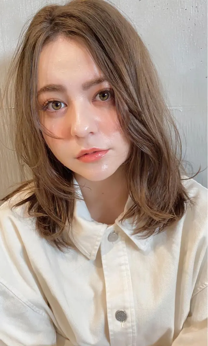 ミディアム カット ヘアカラー トリートメント 圧倒的な質感🧡 髪質改善/丸山晴菜のヘアスタイル
