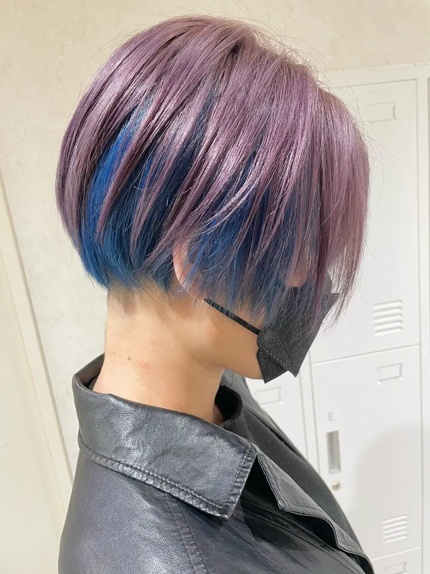 ショート カラー ブルーカラー パープルカラー ヘアカラー ブリーチ専門美容師 谷合純一のヘアスタイル