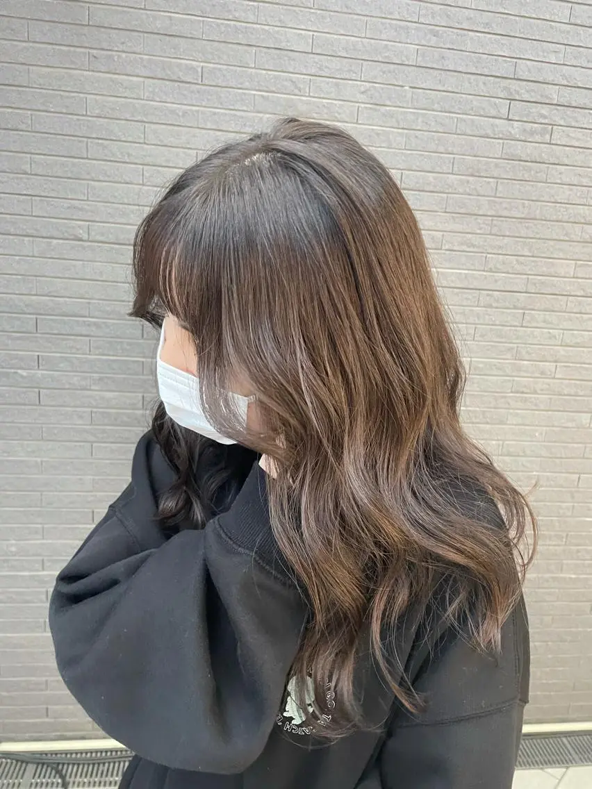 セミロング カラー ヘアアレンジ 透明感カラー 🎀透明感カラー 韓国ヘア🎀mahoのヘアスタイル