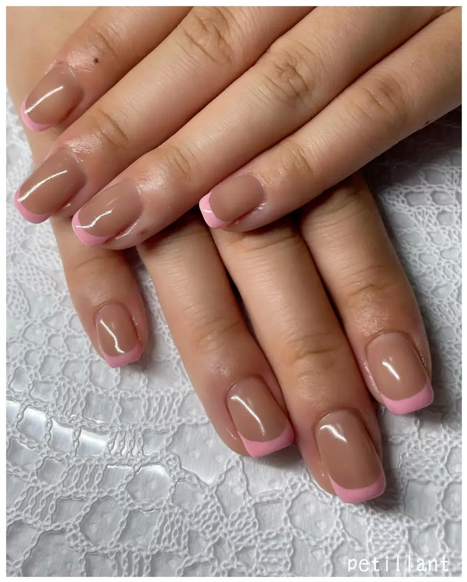 ネイル フレンチネイル ピンク nail salon petillantのネイルデザイン