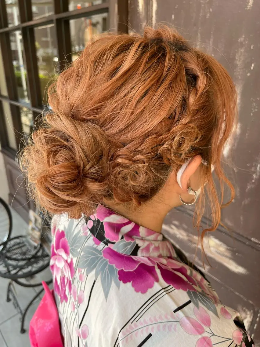 ミディアム ヘアアレンジ 浴衣 ヘアセット 川越 輝梨奈のヘアスタイル