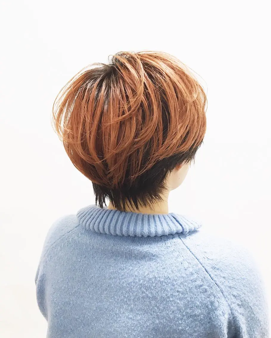 ショート カラー ハンサムショート オレンジ ショートヘア ハイトーン/レイヤー /ウルフ⭐️永田⭐️のヘアスタイル