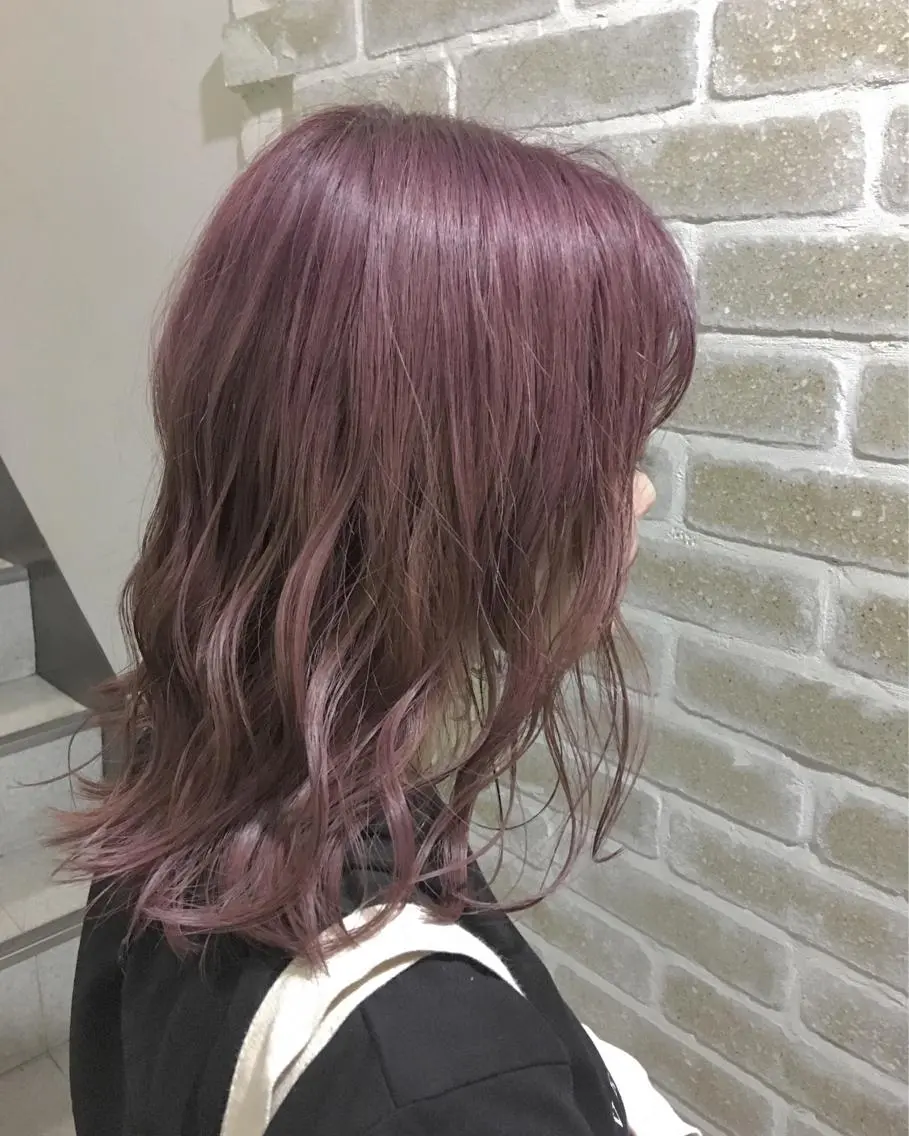 セミロング カラー ヘアアレンジ ピンクカラー エグチ アキラのヘアスタイル