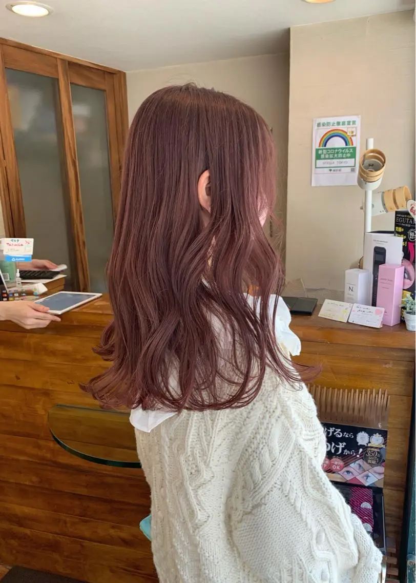 セミロング カラー ベージュカラー ピンクカラー ピンクベージュ カット ヘアカラー トリートメント 矢野 晃平のヘアスタイル
