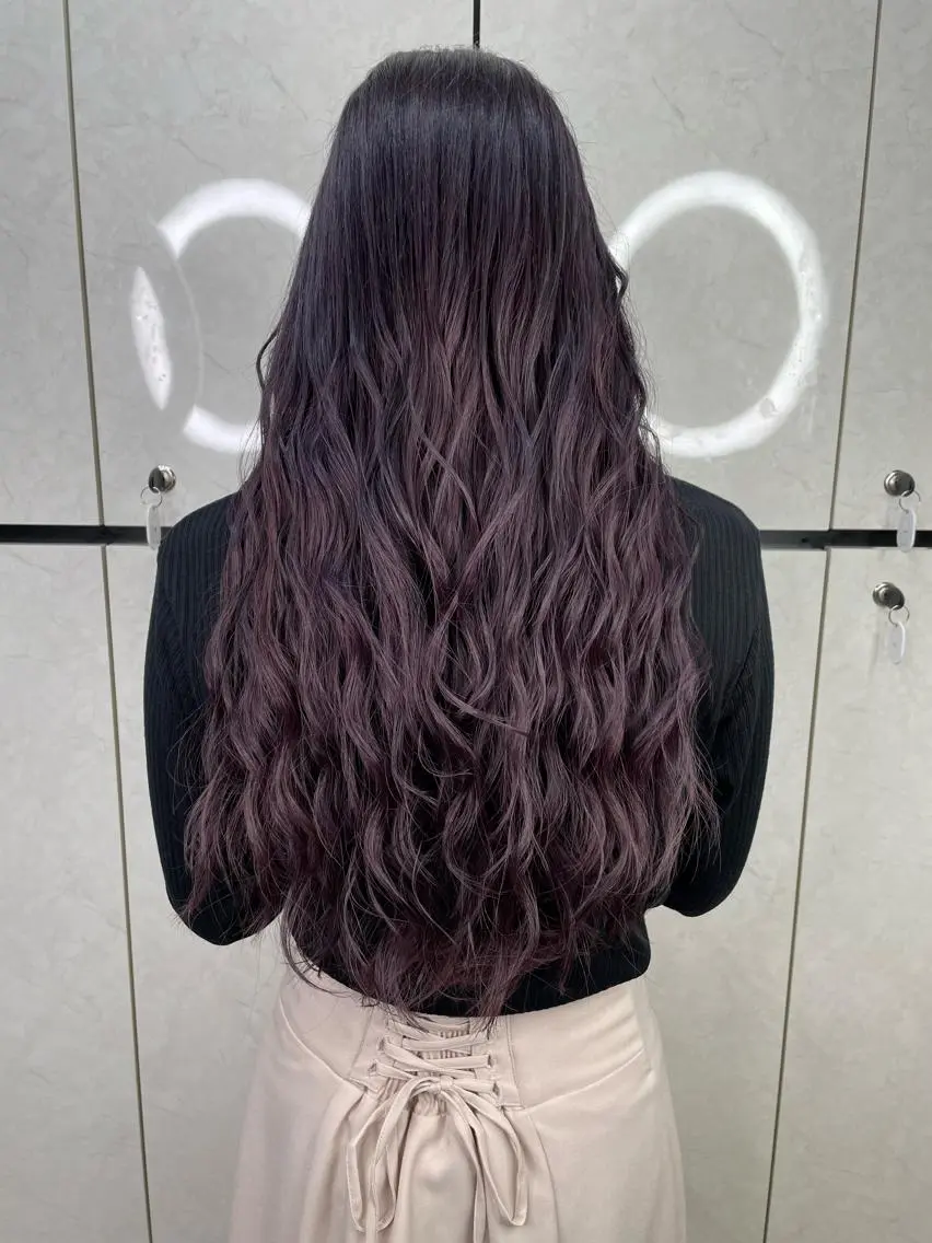 ロング パープルカラー ボブ 髪質改善 ロング ウルフカット ヘアカラー 👑最高級エクステ 👑新宿/タイセイのヘアスタイル