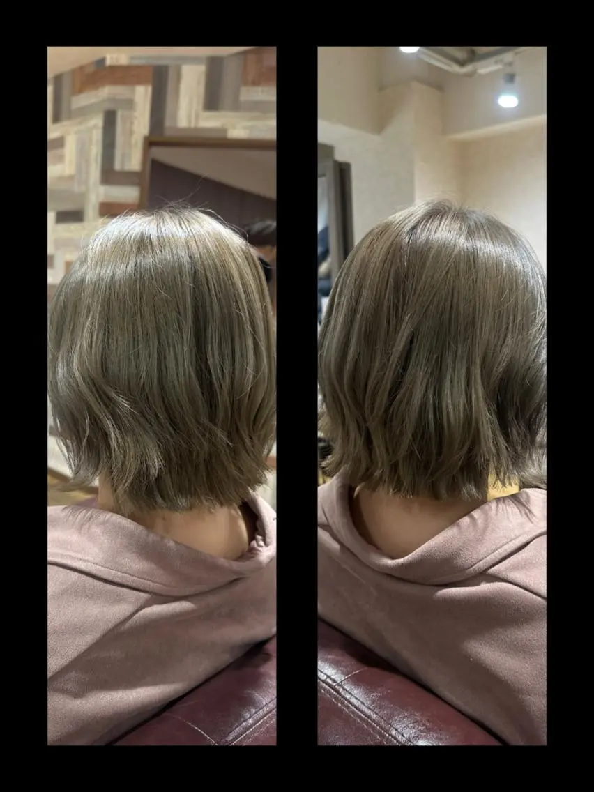 ショート ヘアカラー トリートメント 髪質改善個室サロン' 白髪ぼかし・縮毛矯正のヘアスタイル