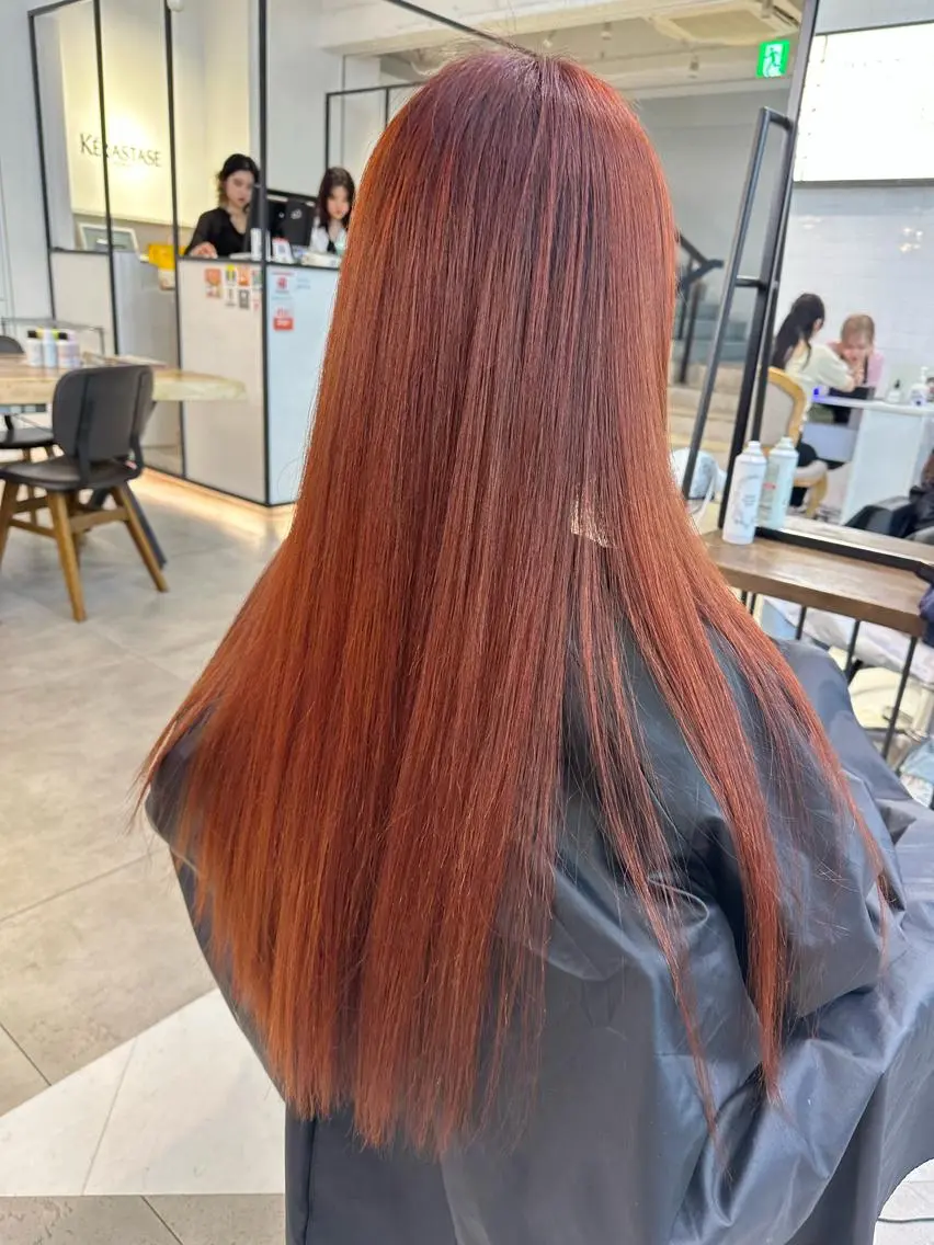ロング カラー ヘアアレンジ オレンジ ハイトーン特化 pepe🎀のヘアスタイル