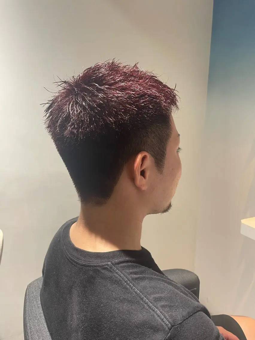 ショート カラー メンズ センターパート ダウンパーマ カルマパーマ メンズ韓国風 韓国マッシュ カット ヘアカラー トリートメント key キーのヘアスタイル