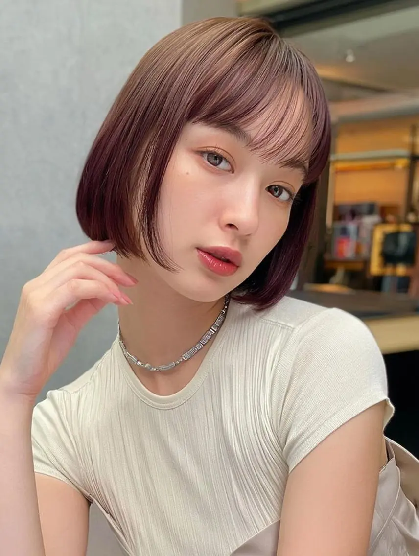 ミディアム 顔周りカット 髪質改善 韓国風ヘア レイヤーカット カット ヘアカラー FOCUS JAPAN4のヘアスタイル