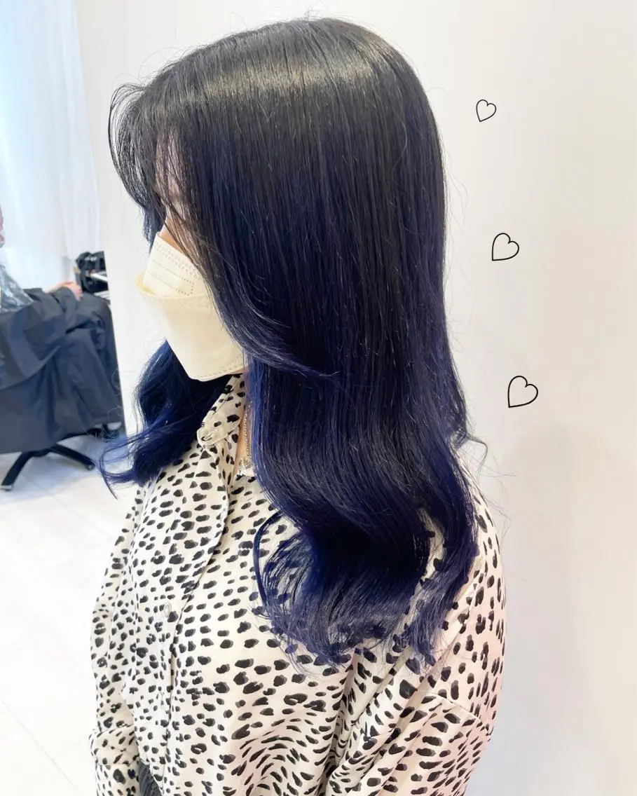 セミロング カラー ネイビーカラー 新宿駅近♡個室 ♡関口三都季🌜のヘアスタイル